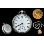 American Watch Company Waltham - Large and Heavy Sterling Silver Pocket Watch,