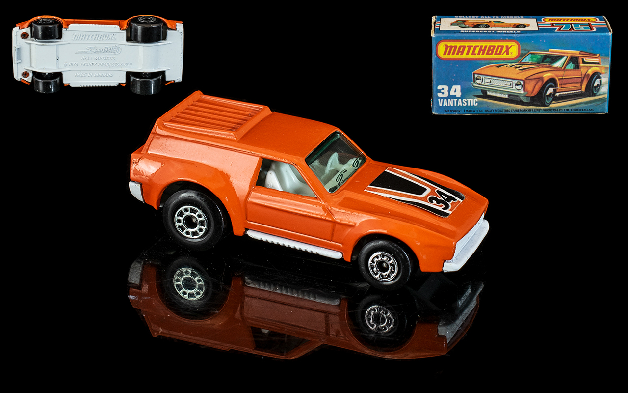 Matchbox No 34 Mark 6 Super fast Vantastic Diecast Model Carrier - Lesney Product, Orange Colour.