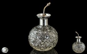 Edwardian Period 1902 - 1910 Ladies Silver Topped Cut Glass Atomizer.