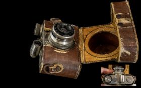 Miniature Boltax Camera. Rare - Boltax Subminiature Camera Original Brown Leather Case.