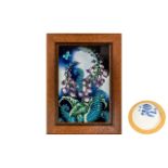 Moorcroft Plaque, by designer Wendy Mason, dated 2006, Foxgloves pattern, framed in a wooden frame,