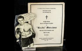 Boxing Interest - Rocky Marciano Funeral Card, dated 6th September 1969,