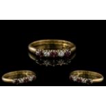 Ladies 18ct Gold - Attractive 5 Stone Ruby and Diamond Set Dress Ring.