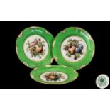 Hammersley and Co Early Trio of Fine Quality Handpainted Cabinet Plates each decorated with fallen