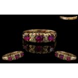 Antique Period Attractive Ruby and Diamond Set Dress Ring. The Stones of Good Colour.