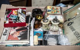 A Good Box of Assorted Collectibles to include Coronation Horse, various memorabilia, shell purse,