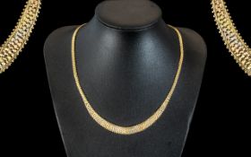 18ct Yellow Gold Necklace with Basket Weave Design. Stamped 750 - 18ct.