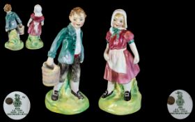 Royal Doulton Fine Pair of Hand Painted Figures ' Jack & Jill ' HN2060 - HN2061. Designer L.