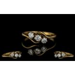 18ct Yellow Gold - Attractive 3 Stone Diamond Set Ring. Marked 18ct to Interior of Shank.