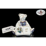 Royal Crown Derby Teddy 'With Love', fully marked to base, approx 3" tall.