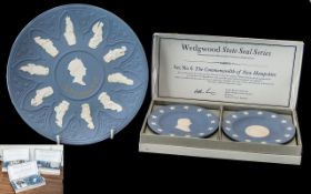 Collection of Wedgwood Blue Jasperware 'State Seal Series', six boxed sets of compotiers, comprising