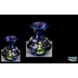 Moorcroft Small ' Blue Pansy ' Bulbous Vase. Full Stamps to Base. Approx Size 3 Inches High.