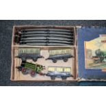 Hornby Train Set, 'Great Western', with engine, three carriages, and track. In original box.