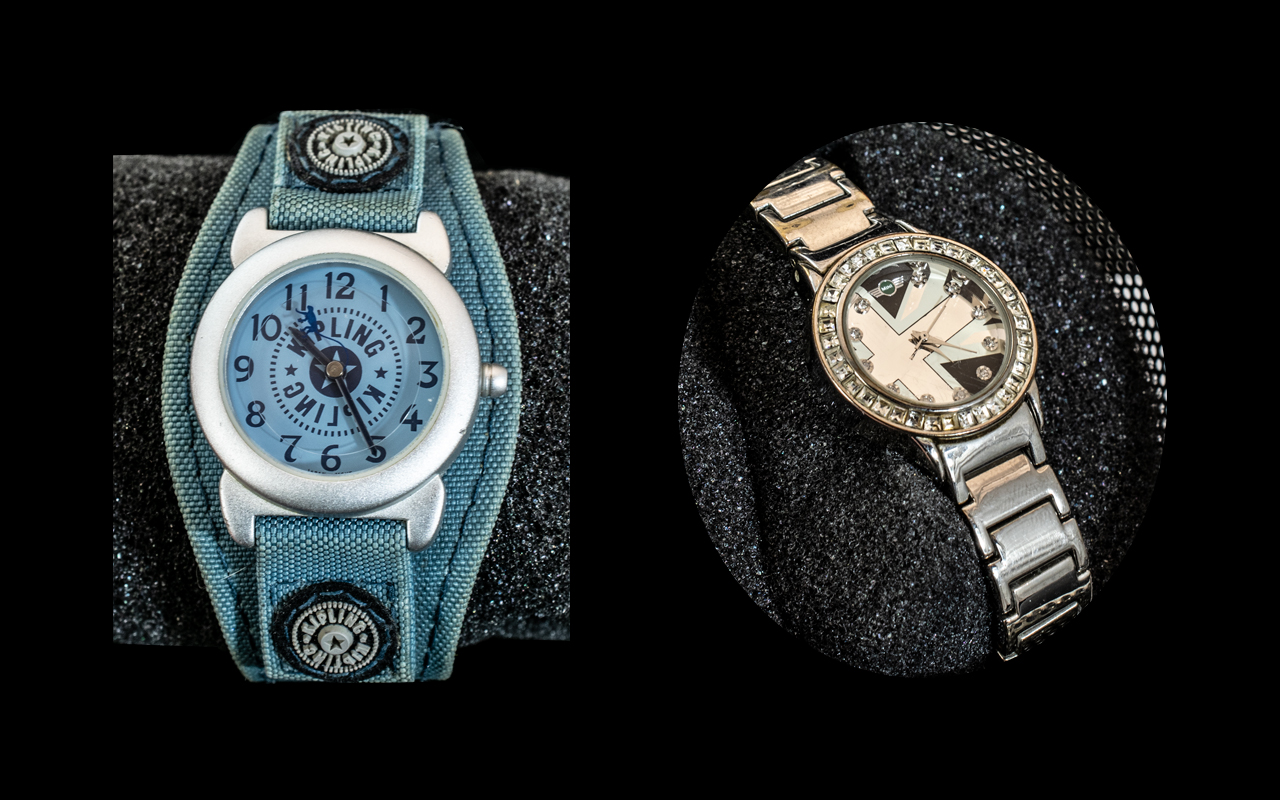 Two Quality Fashion Watches, comprising a Mini Silver Tone Bracelet Watch, with a monochrome Union