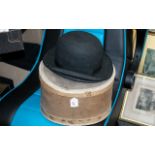 Victorian Folding Top Hat, made by Henry Heath, in black silk, with original box,