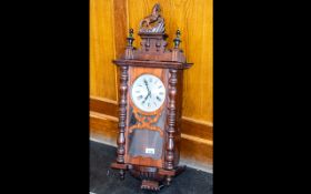 Wooden Wall Clock with twisted side supports and decorative top finial of a rearing horse, white