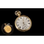 ' Royal ' A.W.W. Company Waltham 17 Jewels - Adjusted 14ct Gold Filled Open Faced Pocket Watch.