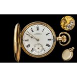 American Watch Co Waltham Traveller 10ct Gold Filled Full Hunter Pocket Watch. Signed to Movement.