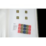 Green spring back Simplex stamp album - featuring a very detailed study of GB Machin stamps from