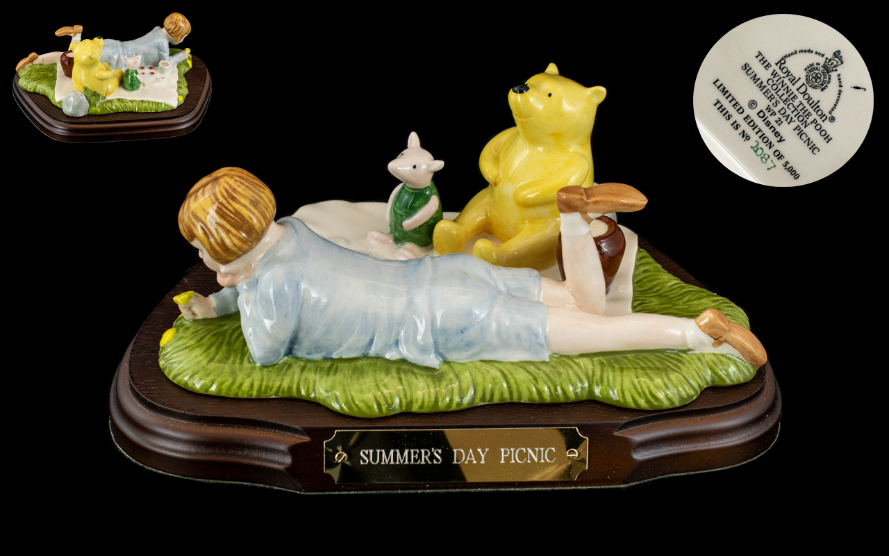 Royal Doulton - Disney Ltd and Numbered Edition Hand Painted Figure Group ' Winnie The Pooh ' Summer