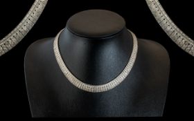 Silver Cleopatra Style Necklace, fully hallmarked, attractive collar style silver necklace.