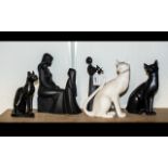 Two Black Royal Doulton Figures, Mother & Daughter HN 2843 and Peace HN2433,