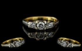 18ct Yellow Gold Attractive 3 Stone Diamond Set RIng. Marked 18ct to Interior of Shank.