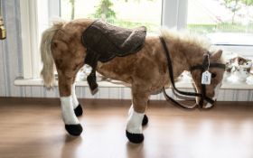 Child's Soft Toy Horse By DPL of Leeds, measures 16" x 26", with saddle and bridle.