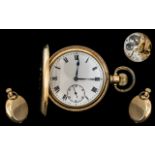 Swiss Made Early 20th Century Gold Filled Keyless Full Hunted Pocket Watch.