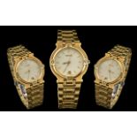 Gucci - Ladies Attractive 18ct Gold Plated Wrist Watch with Integral Bracelet with Concealed Clasp.