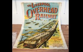 Liverpool Overhead Railway Original 1940's Print Poster. Size 30 x 21 Inches.