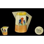 Clarice Cliff - Large Art Deco ' Crocus ' Design Milk Jug. Full Stamps to Base. Approx Size 5.