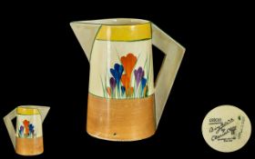 Clarice Cliff - Large Art Deco ' Crocus ' Design Milk Jug. Full Stamps to Base. Approx Size 5.