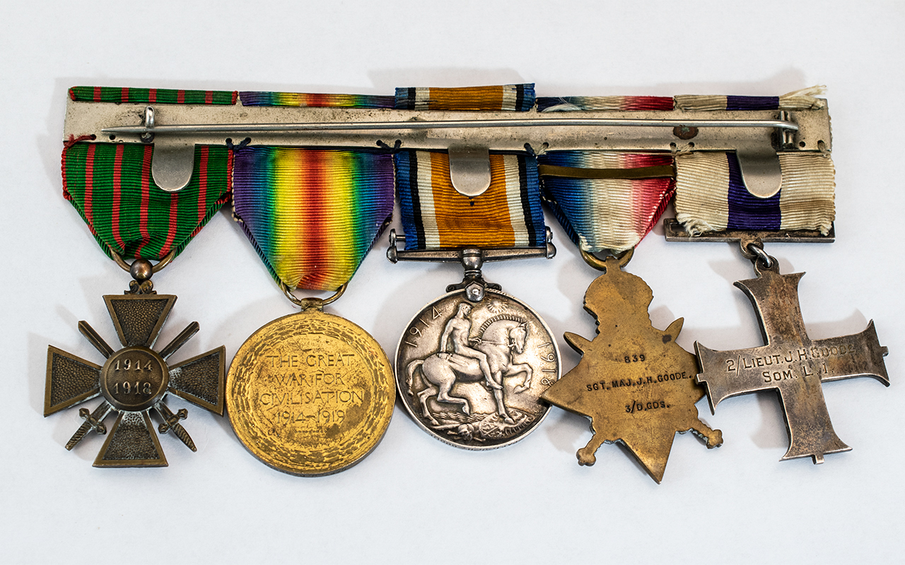 WWI Interest Military Cross (MC) Awarded to 2nd Lieut JH Goode Som L.I - later to be Captain for - Image 2 of 3