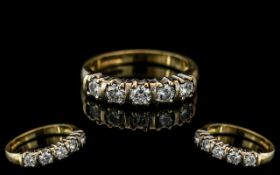 Ladies 18ct Gold - Attractive 5 Stone Diamond Ring, Pleasing Design.