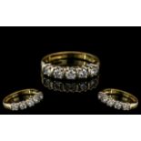 Ladies 18ct Gold - Attractive 5 Stone Diamond Ring, Pleasing Design.