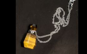Tiger Eye Perfume Bottle Pendant Necklace, the bottle cut from a single piece of tiger eye or