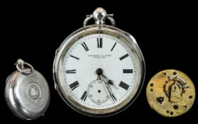 Victorian Period Fattorina & Sons Key-wind Sterling Silver Open-Faced Pocket Watch,