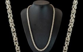 A Top Quality Expensive Sterling Silver Byzantine Designed Necklace,