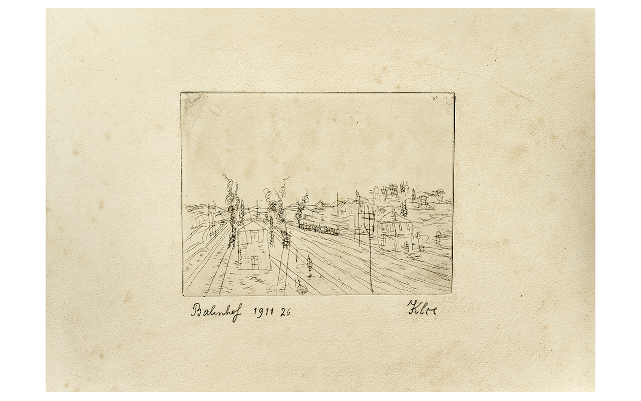Paul Klee ( 1879 - 1940 ) Railway Station - Etching on Heavy Wove Paper, Signed In Pencil. - Image 2 of 3