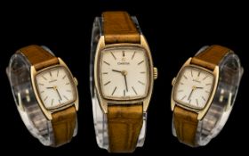 Omega - Ladies 9ct Gold Cased Mechanical Wrist Watch with Original Leather Strap. c.1970's.
