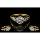 18ct Yellow Gold - Attractive 3 Stone Diamond Set Ring. Marked 18ct to Interior of Shank.