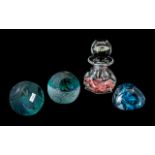 Caithness Glass Paperweights comprising blue glass weight, and two Royal Doulton Caithness Five to