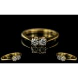 Ladies 18ct Gold Attractive Two Stone Diamond Set Ring. Full 18ct Hallmark to Interior of Shank.