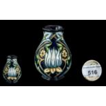 Moorcroft Dark Blue Vase, Moorcroft 'Tribute to William Morris' pattern vase,