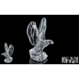 Waterford - Signed and Early Cut Crystal Figure of An Eagle Perched on a Rocky Crag. Waterford Label