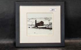 Peter Brook Signed Print Titled A Little Mill Holmforth. Framed and mounted behind glass.