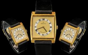 Zenith - Zenitissimo Gold and Steel Square Shaped Mechanical Self Winding Wrist Watch. c.1960's.