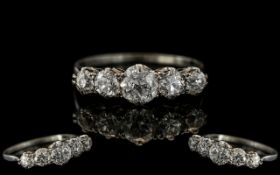 Platinum - Attractive / Quality 5 Stone Diamond Set Ring.