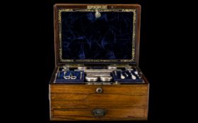 A Ladies 19th Century Rosewood Travelling Case to include,
